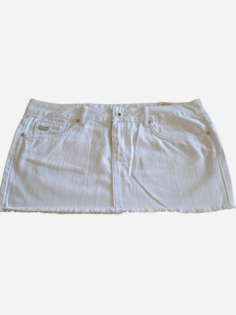 VTG Deadstock Y2K Chip & Pepper Kensington White Denim Mini Skirt Frayed Hem 13